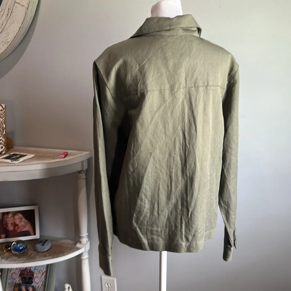 Amour Vert Military-Inspired Olive Utility Jacket